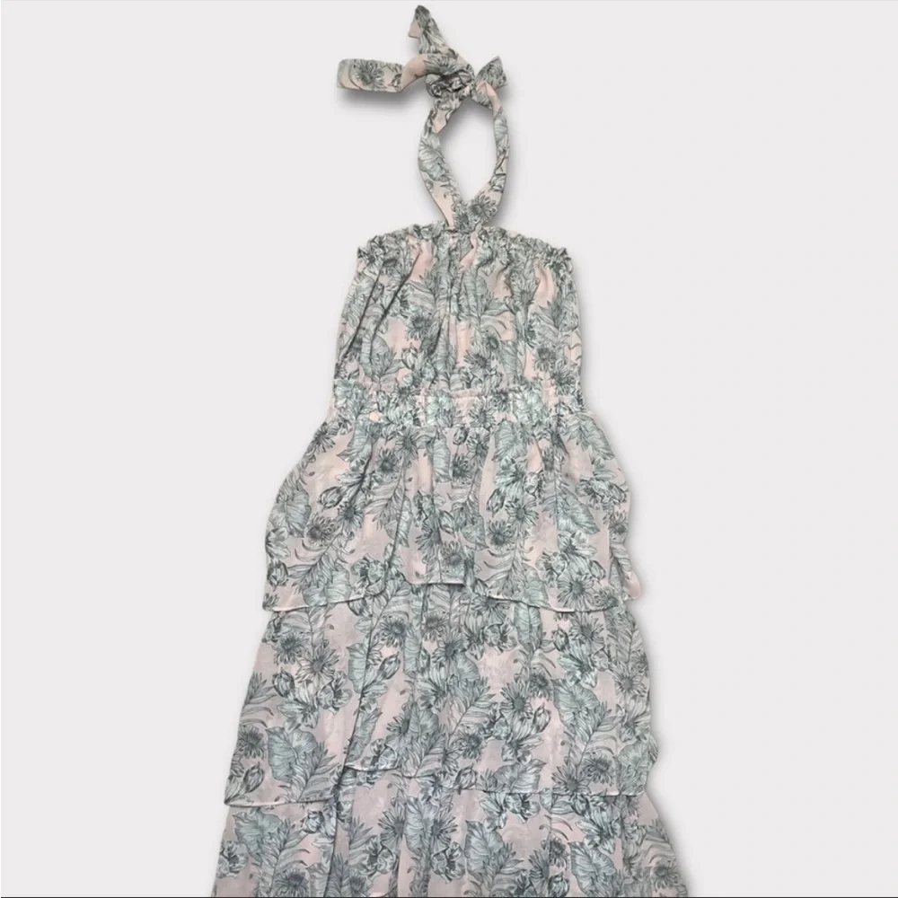 MISA Los Angeles Pink Floral Valeria Halter Midi Dress - Picture 8 of 10